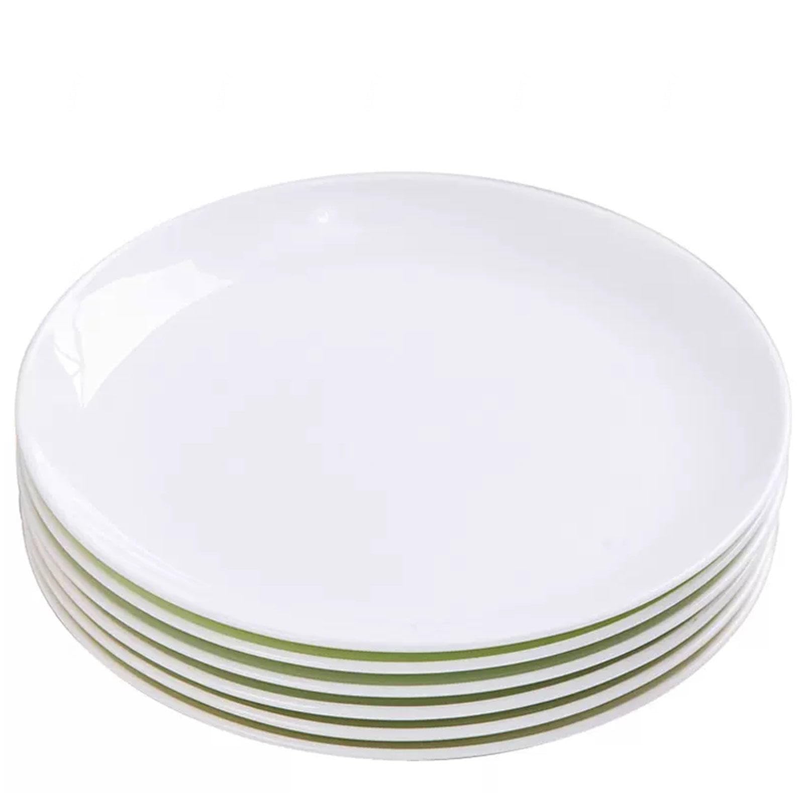 Białe talerze obiadowe, zestaw 6 sztuk, zestaw naczyń, talerze ceramiczne, porcelanowe naczynia do serwowania sałatek do kuchni, odporne na zarysowania, nadają się do kuchenki mikrofalowej, piekarnika i zmywarki, 15 cm