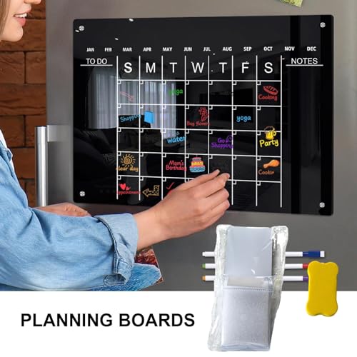 Weekly Planner Wipe Clean, Acrylic Fridge Calendar, Magnetic Weekly Meal Planner, Notepad for Important Reminders for Home Offices (Eraser) - Image 5
