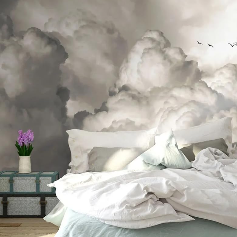 Fresque murale 3D nuages blancs décoration texturée salon et chambre - 4