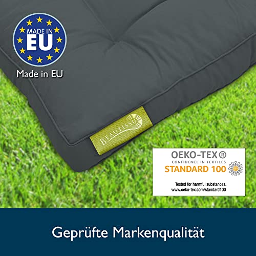 Beautissu Lounge Kissen Outdoor 70x70 cm Grau – Bequemes Sitzkissen Gartenstuhl 10 cm dick Sitzpolster Auflagen für Rattanmöbel Gartenmöbel Polster für Stühle Sessel Stuhlauflage Indoor – xLuna