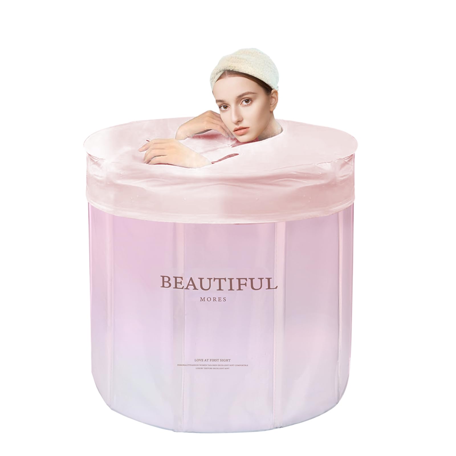 Vasca da bagno pieghevole, 70 x 60 cm, pieghevole, senza installazione, per sauna, doccia e bagno di ghiaccio, portatile, non gonfiabile (rosa)