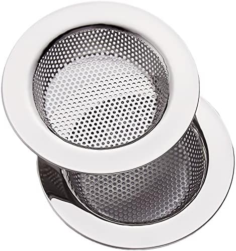 Kitchen Sink Strainer Stainless Steel, LASSHSWA Kitchen Sink Drain Strainer，Sink Strainers for Kitchen Sinks with Large Wide Rim 4.5" Diameter (2 Pack)