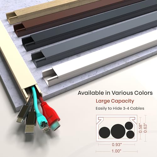 Image of Beige Wire Cover Cable Concealer - 315in Cord Hider Wall Kit, Cord Covers for Wall Mounted TV, Wire Cover for Cords, Cord Concealer Hide Cords, Large Cable Raceway, Cable Cover Wall, Wire Management
