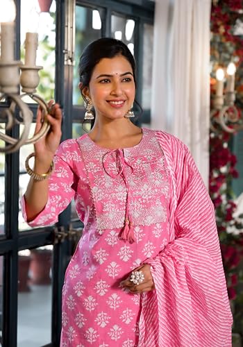 Image of MIRCHI FASHION Pure Cotton Women Straight Batik Printed Kurti Set with Dupatta and Pant