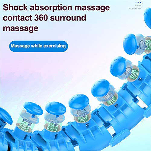 Weighted Smart Hula Hoop for Adults and Kids Exercising, 2 in 1 Abdomen Fitness Weight Loss Massage Non-Fall Hoola Hoops, 24 Detachable Knots Adjustable Weight Auto-Spinning Ball (Blue) - Thumbnail 6