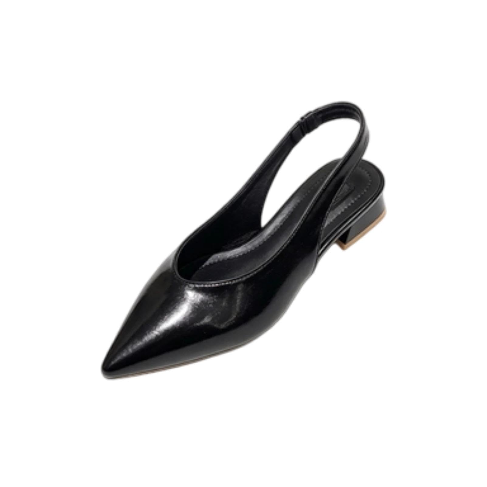 Generico Décolleté Punta Affusolata Slingback Tacco Blocco Basso Fibbia Regolabile