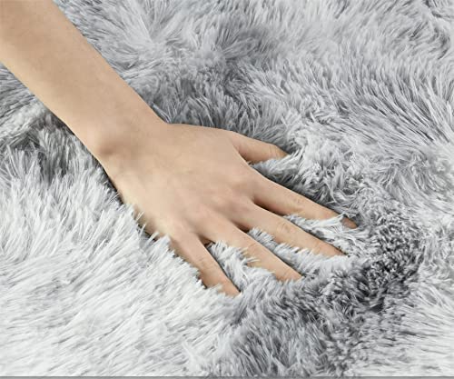 MARATIP Plush Rug, Fluffy Round Rug, Large Size, Modern Living Room, Children's Girls, Soft and Fluffy Rug for Bedroom/Living Room/Children's Room (Light Grey, 80 x 150 cm) - Image 3