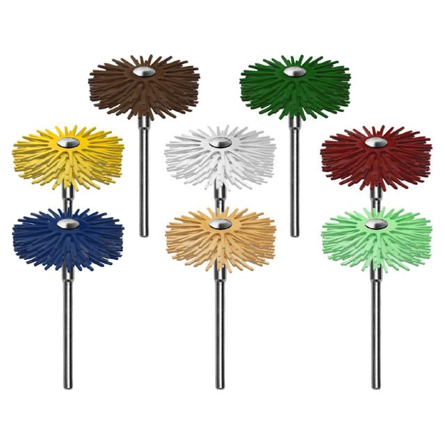 Dedeco Sunburst Radial Bristle Discs 8-Kit – 1" TS 6-Ply Assortment – Aluminum Oxide (A/O) for Finishing & Polishing