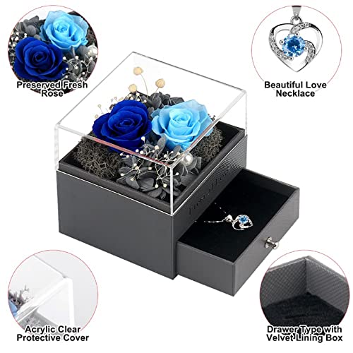 Preserved Rose,Birthday Gifts for Women Mom Girlfriend,Gifts for Mom Grandma Wife Daughter Sister,Jewelry Boxes with Necklace - Image 3