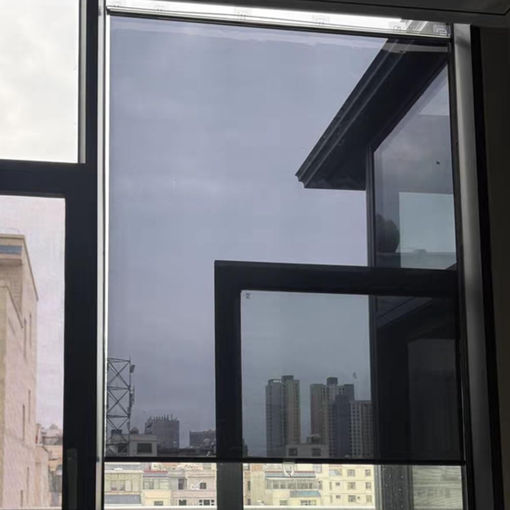 One-Way See Through Privacy Shade Thermal Insulation Mirrored Roller Shades Window Tint Roll Up Blackout No View Blocking Privacy Protection for