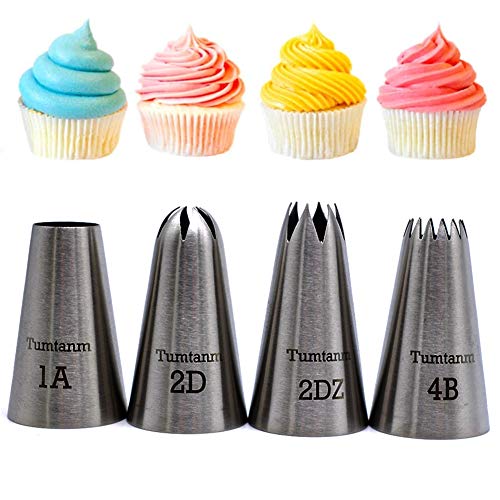 Puntas para decoración de tartas, 4 unidades, acero inoxidable, para decoración de pasteles, herramientas de repostería