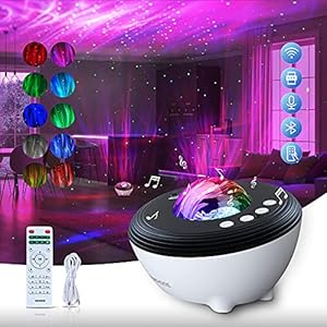 Star Sky-projector, KIWIHOME Galaxy-projector met witte ruis, Bluetooth-nachtlampje, upgrade Aurora-projector met APP-bediening, Galaxy-plafonddecoratie voor baby-kind-volwassene (black-white)