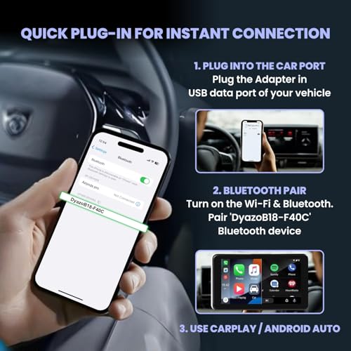 Image of Dyazo 2-in-1 Wireless CarPlay & Android Auto Adapter | Plug & Play USB /Type-C | Converts Factory Wired CarPlay Auto to Wireless | 2.4G /5G Stable WiFi Connection | Compatible with iOS & Android (Black)