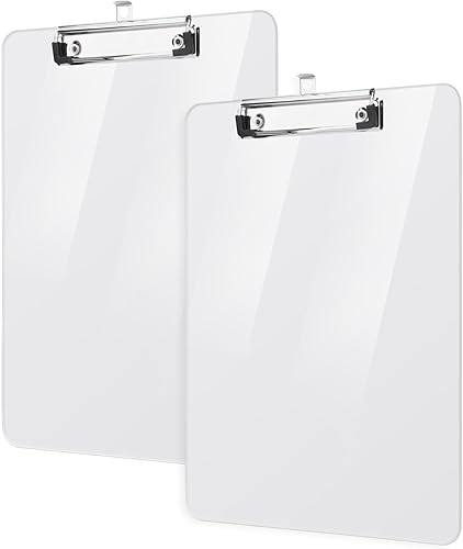Miniatura 10 de Portapapeles de plástico, tablero de acrílico transparente de 8.5 x 11 pulgadas para aula, estudiantes, niños, mujeres, tamaño carta A4,
