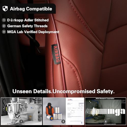 Image of EKR Rav4 Seat Covers Custom Fit for Toyota Rav4 (Hybrid) SE /XSE 2026,Car Seat Cover Full Set for SUV,Factory-Style Interior Upgrade, Easy-Wipe Protection,Faux Leather(Burgundy)