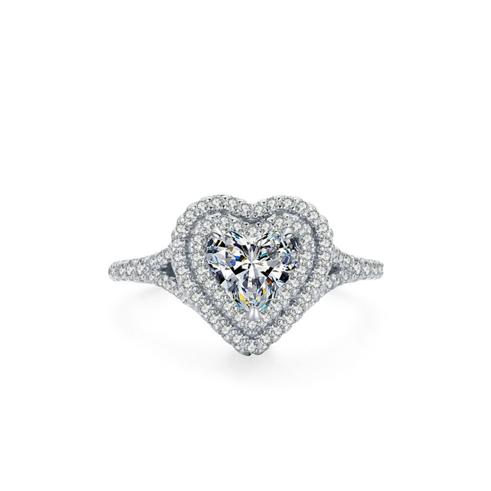 Moissanite pierścień, pierścionek złoto 375 prawdziwe złoto luksusowe serce z moissanitem 9K białe złoto srebro