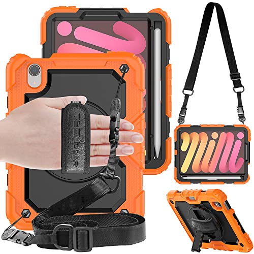 TECHGEAR UTILITY Case for iPad Mini 7/6, 8.3", Tough Rugged HEAVY DUTY Armour Shockproof Case with 360 Rotating Stand