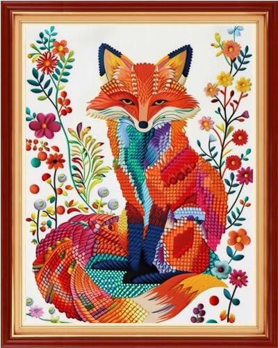Image of Dimensean Stamped Cross Stitch Kits Full Range of Embroidery Patterns Starter Kits for Beginners Adult DIY Cross Stitches Needlepoint Kits 11CT-Colorful Cat 16x20 inch