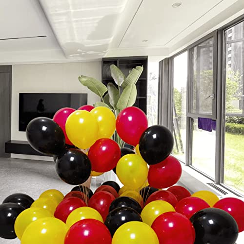 Image of 300 Pack Black Red Yellow Balloons 100 of each of the 3 colors 12 inch Black Red and Yellow Latex Party Balloon Bulk for Various Party Events Decorations