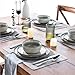 GBHOME Ceramic Dinnerware Sets for 8, 24 Pieces Stoneware Plates and Bowls Sets, Scratch Resistant Dishes, Dishwasher & Microwave Safe, Reactive Glaze-Green Wheat