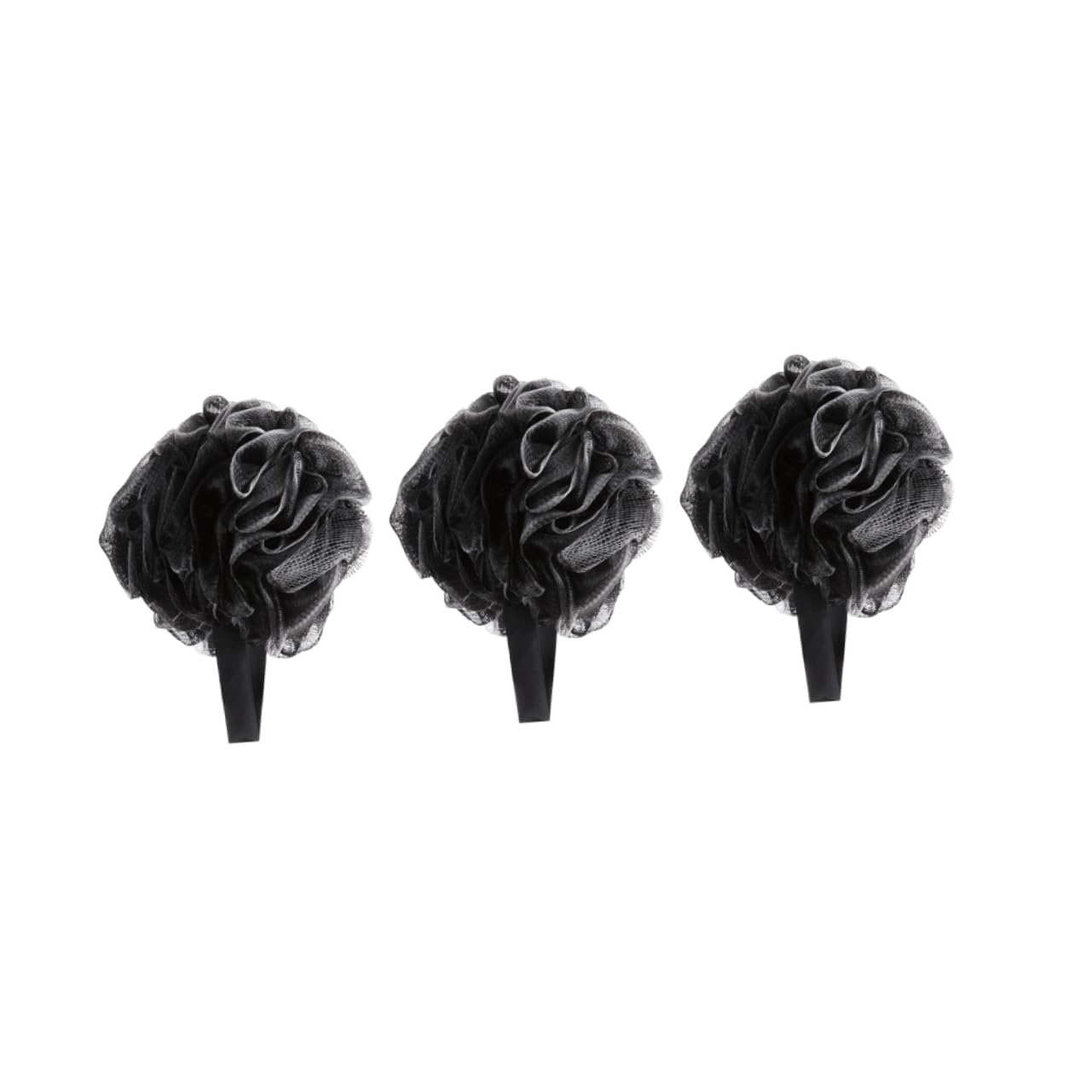 NIYANGLE 3Pcs Charcoal Fiber Bath Puff Soft Bubble Making Net Bath Sponge for Exfoliating Cleansing Black Bathroom Accessories for Gentle Skin Care