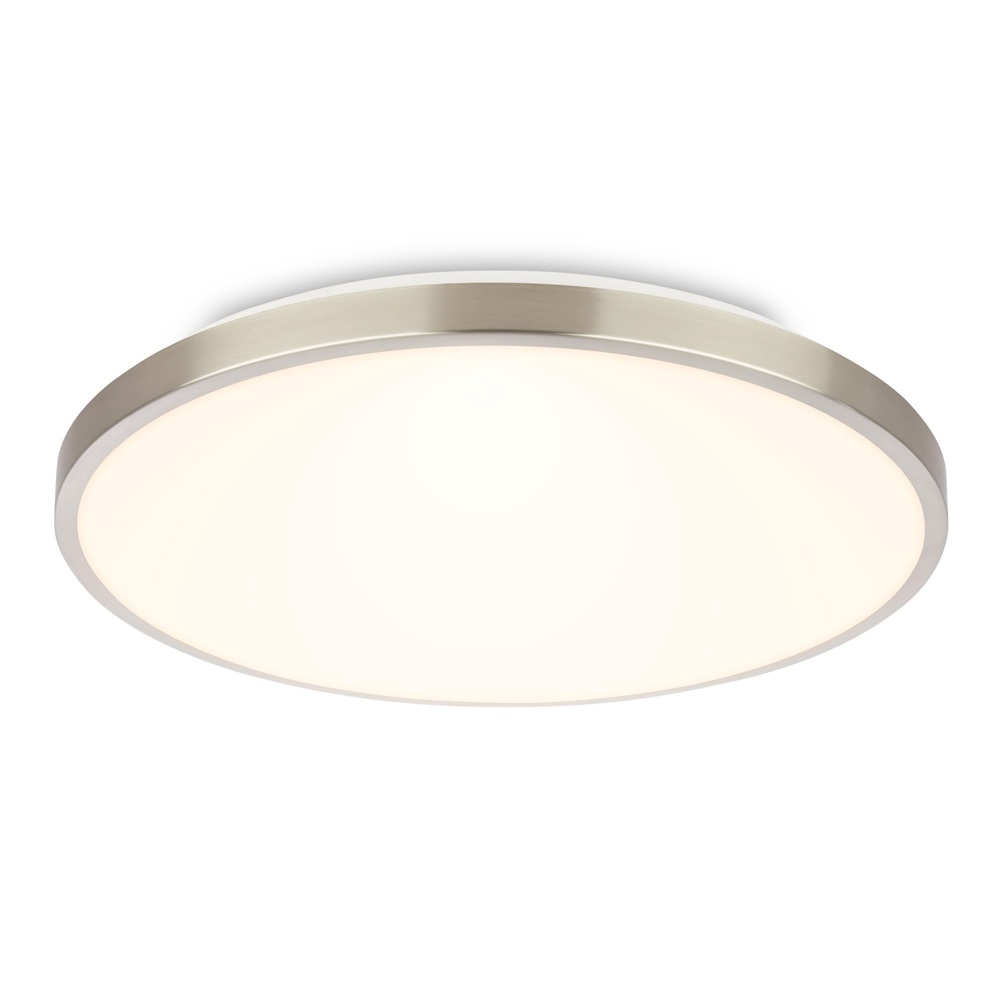 BRILONER - LED Ceiling Light with Decorative Cover, Warm White Light, 17.5W, 2400lm, LED Light, Ceiling Lights for Living Room, Ceiling Lights Bedroom, Ceiling Light Lounge, 33 X 6 cm, Brushed Nickel