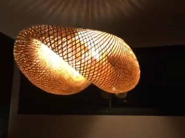 Lustre Suspension Bambou Vintage - Tissé Main, E27, Hauteur Réglable