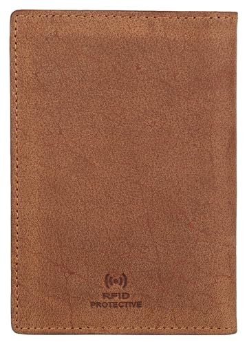 Image of WildHorn Customizable Leather Passport Cover /Case for Gifting | Engrave with Your Name, Company Name or Initials (Tan Hunter)