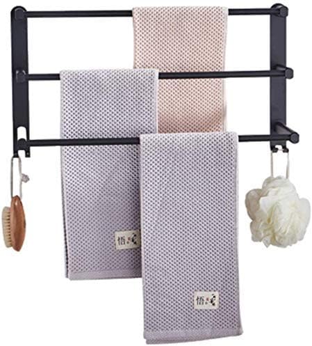 タオルバー タオルホルダー、ブラックウォールタオルホルダー、タオルホルダー、バスルーム多層スペースアルミタオルレール延長、フリーパン