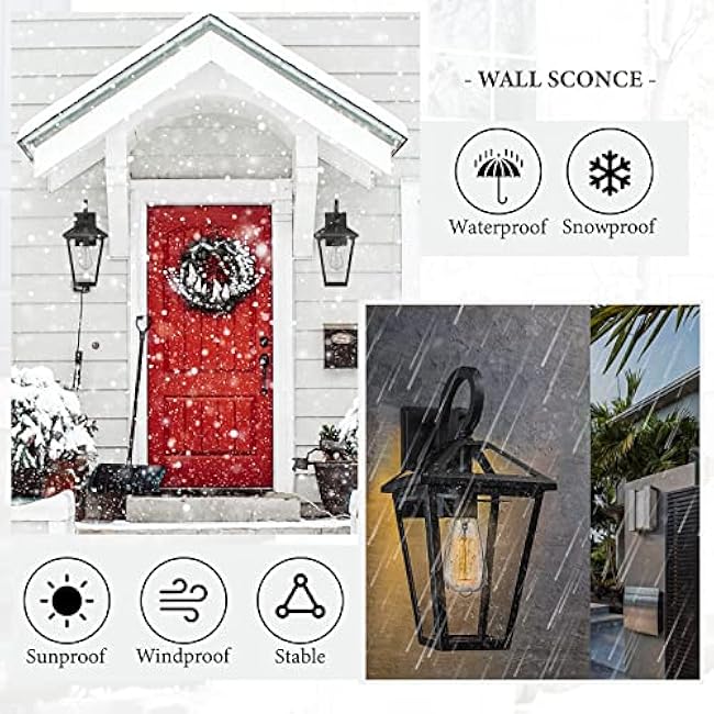Outdoor Light Fixtures Wall Mount Exterior Wall Lanterns Outside Wall Sconces Front Porch Lights Black