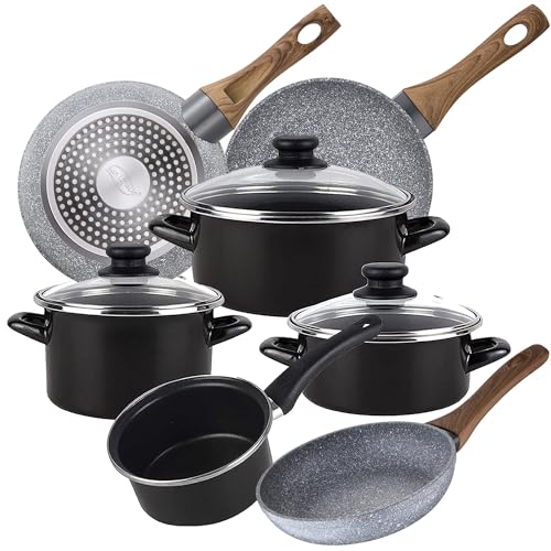 Magefesa Bateria de cocina 7 piezas MAGEFESA Kenia de acero esmaltado con juego de sartenes...