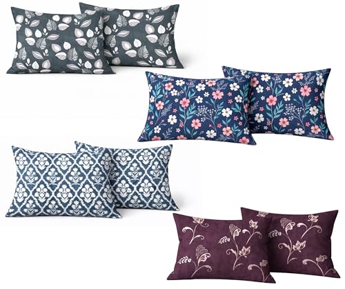 Image of RD TREND Glace Cotton Assorted Pillow Cover Set of 4 (8 Pcs) - Premium 210 TC, Standard Size 18 inchx28 inch | Soft & Breathable Floral Printed Pillowcases for Bedroom & Home | Mix-5