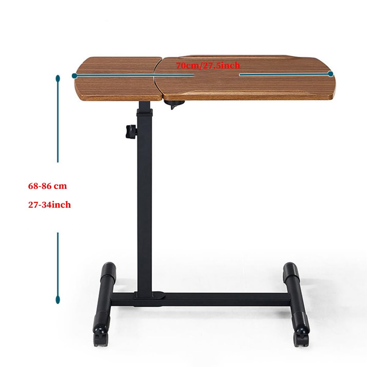 Mesa Auxiliar en Forma de C de Altura Ajustable con Ruedas bloqueables(/White)
