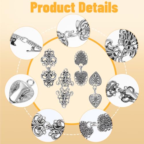 Image of Xinjoduz 4 PCS Vintage Shirt Clips for Women Clothing, 4 Styles Silver Alloy Sweater Dress Clips Back Cinch Sew on Fasteners Hooks Eyes Clasps for Retro Cardigan Shawl Collar Brooches and Pins