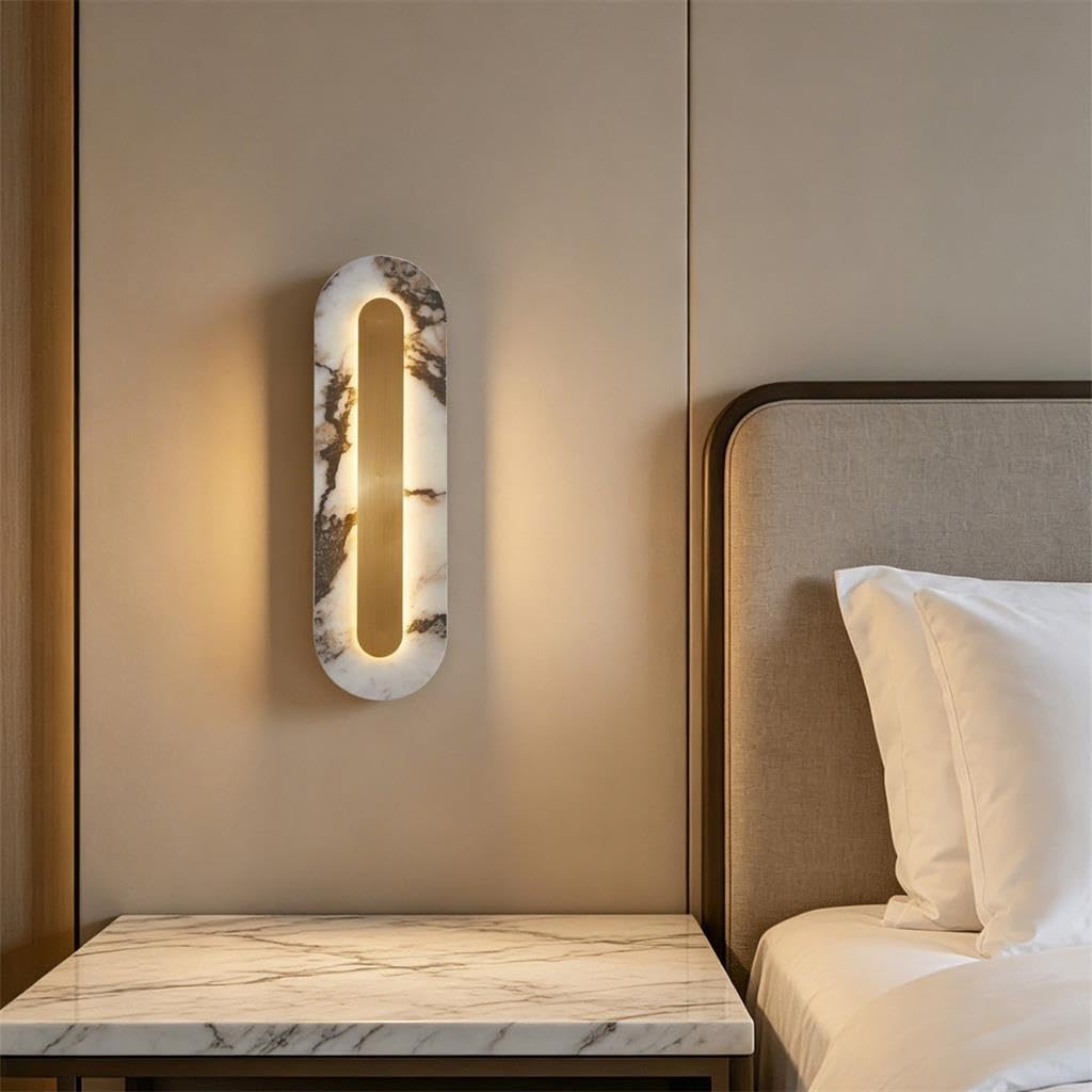 Wabi Sabi Lampada A Muro Ovale Marmo Moderno LED Luce Calda 40cm
