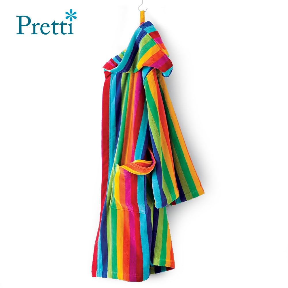 Accappatoio con cappuccio Unisex Pretti 380g/mq spugna cotone TINTO FILO | jacquard tinto filo di puro cotone altamente idrofilo