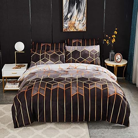 Luofanfei Bettwäsche 155x 220 Gestreift 3teilig Grau Anthrazit Bettbezug Set Zweiteilig Mit Reißverschluss Streifen Geometrisch Muster Microfaser Modern Deckenbezug Jugendliche Jungen Cover