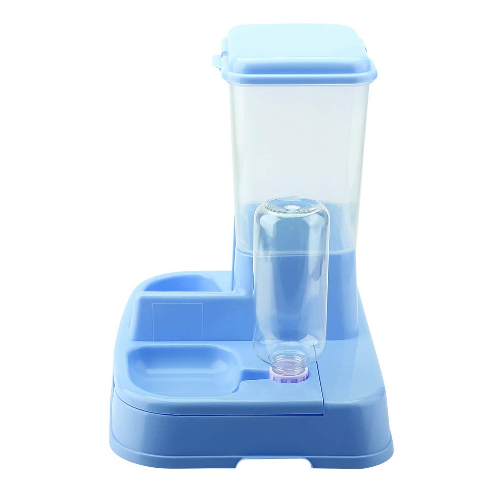 Alimentatore Automatico per Cani e Gatti Distributore di Cibo e Acqua 2 in 1 Materiale Ecologico Grande capacità 500 Ml 34 * 27 * 35 Cm (Blu)