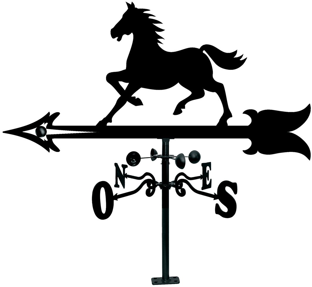 Veleta de Viento para Tejado con Silueta de Caballo,Negro Mate,90 x57 x91,5 cm (21041)