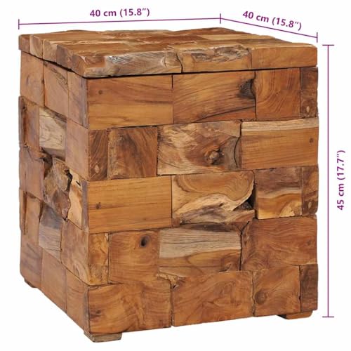 vidaXL Teak Massiv Hocker mit Stauraum Deckel Fußhocker Sitzhocker Holzhocker Sitzwürfel Aufbewahrungsbox Sitztruhe Fußbank Truhe 40x40x45cm