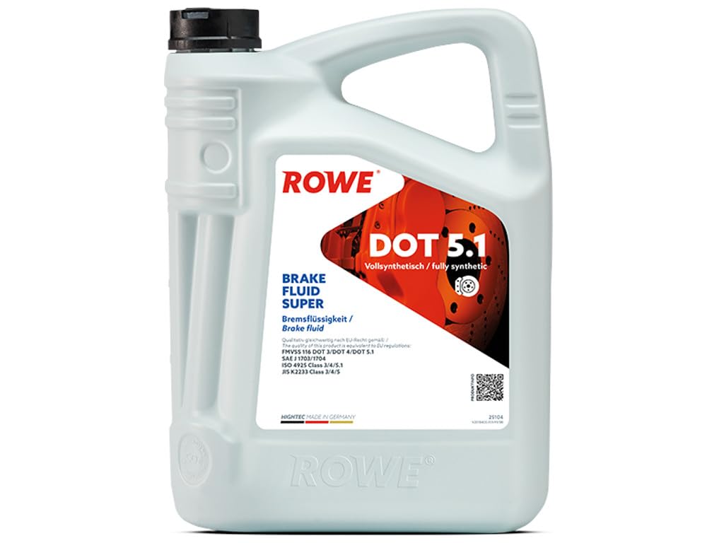 ROWE - 5 Liter HIGHTEC Brake Fluid SUPER DOT 5.1 Bremsflüssigkeit - mit verbessertem Trocken- und Nasssiedeverhalten