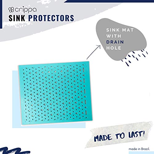 Crippa Kitchen Sink Protector Mat | Set of 2 Sink Mats for Porcelain Sink | Kitchen Sink Mats For Double Sink | Turquoise - Thumbnail 4