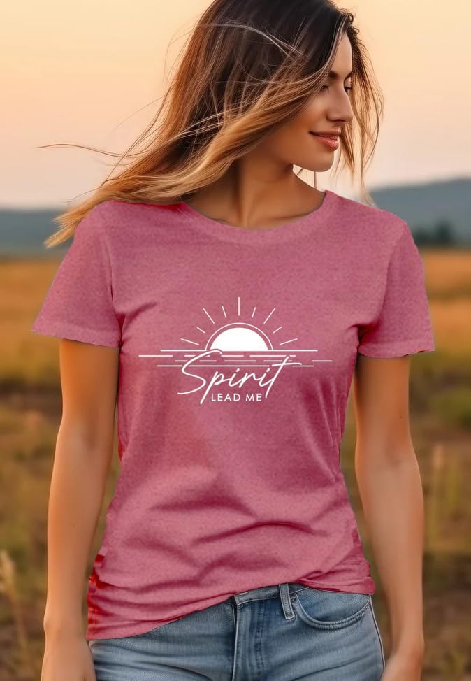 Christian Shirts for Women Bible Verse Blessed T-Shirt Spirit Lead Me Faith Tee Tops - Image 4