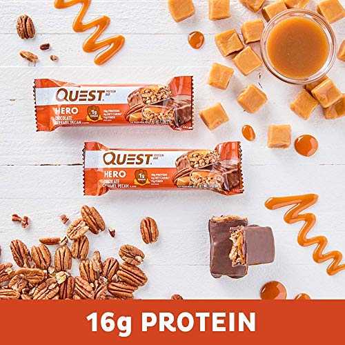 Quest Nutrition Pecan Hero Protein Bar, Low Carb, Gluten Free, Chocolate Caramel,10 Count #TOP4
