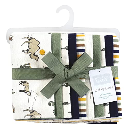 Image of Hudson Baby Unisex Baby Cotton Flannel Burp Cloths, Desert Animals, One Size