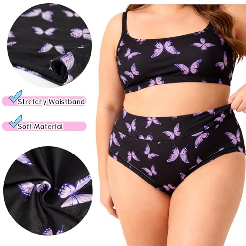 Image of Women's Underwear Plus Size XL-6XL Panties Briefs High Waist Rose Floral Print 6 Pack Undies