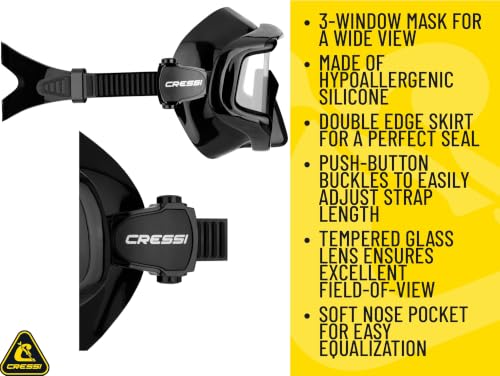 Máscara Cressi Pano 3 de Vista Amplia para Buceo y Snorkel - Falda Suave de Silicona para Excelente Sellado miniatura 4