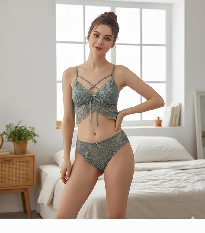 Image of Valentine's Day Fancy Night Suit & Bra Penty Set Combo for Women's Pack of 7 Pcs Nightwear Lingerie Grey Nightwear Wedding Gifts Women Dress