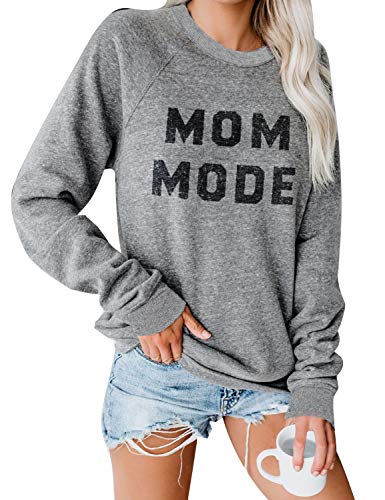 Blooming Jelly Womens Crewneck Sweatshirt Long Sleeve Raglan Letter Print Terry Casual Cute Pullover Top(M,Grey)
