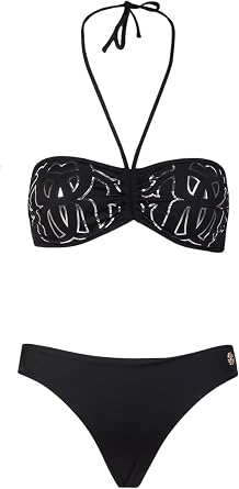 ROBERTO CAVALLI Black Printed Two Piece Halter Neck Bikini Set-